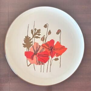 Set of 8 Vintage Lorrie Design Melamine Poppy Platters – 1960s MCM, 13"